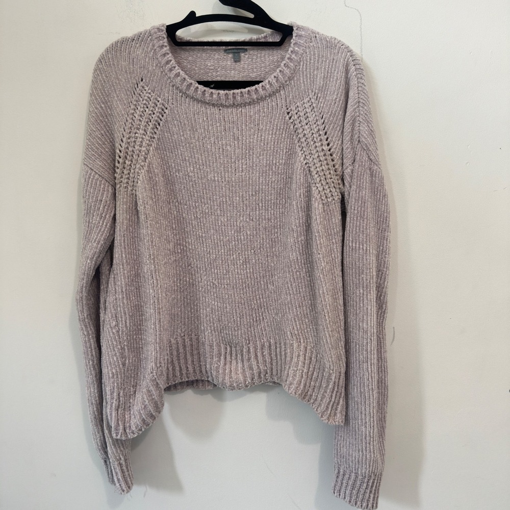 Charlotte Russe Sweater Lavender Chenille Knit Ribbed Pointelle Purple Size M